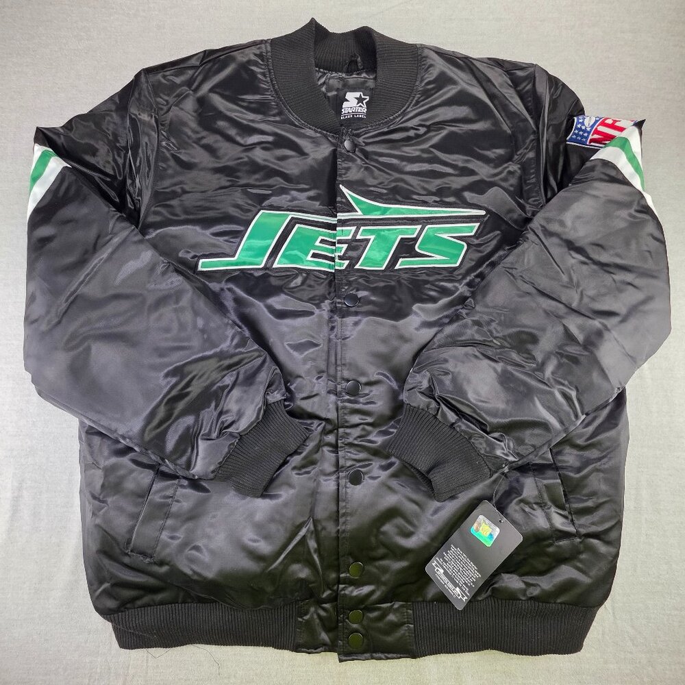 Starter x New York Jets NFL Blackout Black Label Vintage Jacket Mens Size 2XL